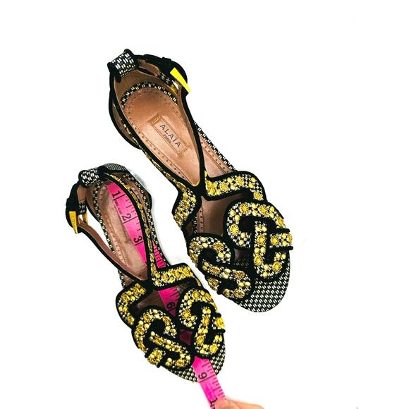 Alaïa Woven Black and Gold Embellished Sandals size EU 35 / US 5 - Picture 10 of 10
